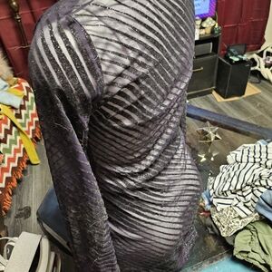 Sheer Black and Purple Striped Top